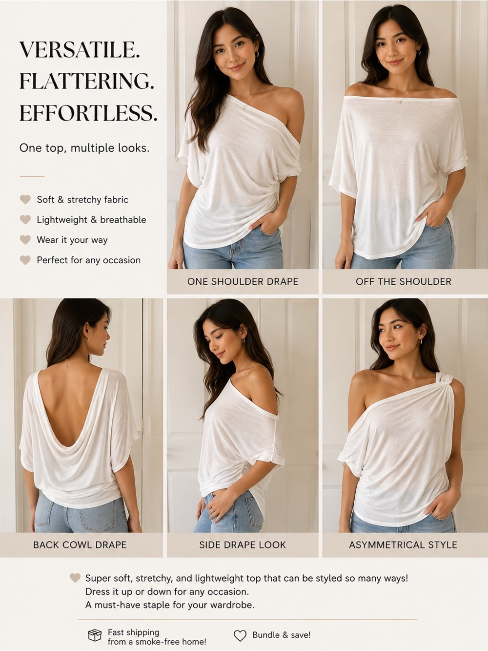Moda International Off-the-Shoulder White Tunic